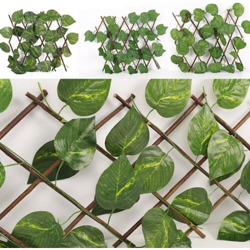 Retractable Artificial Garden Trellis Fence Faux Ivy Privacy Mini Small Fence Wood Vines Climbing Frame Gardening Plant Decor