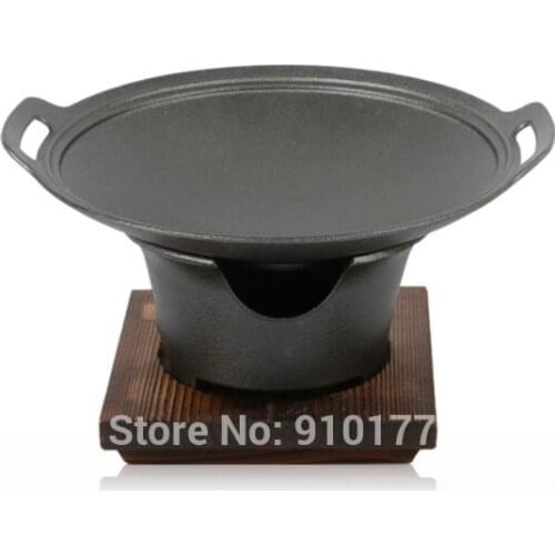 Japanese cast iron commercial small hot pot iron pot domestic dry boiler stove +pot 080-7