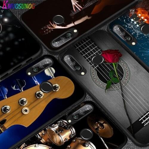 For Huawei P40 P30 P20 Pro Lite E Plus 5G Bright Black Phone Case Guitar instrument music For Huawei P10 P9 P8 Lite Cover