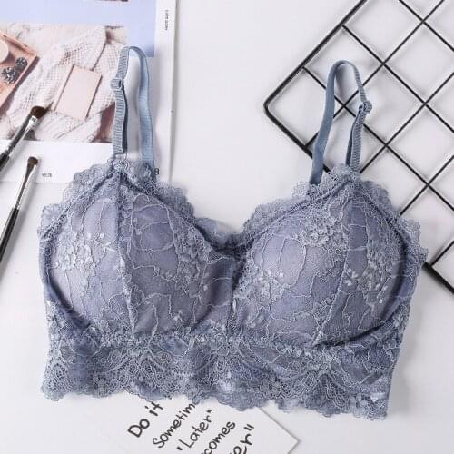 Women Crop Top Lace Bralette Padded Underwear Sexy Crop Top Female Floral Lace Tank Top Camisole Femme