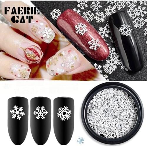 1 Box Ultra-thin Christmas 3 Different White Snowflake Slice Sequins Mixed Decals DIY Manicure 3d Nail Art Decorations