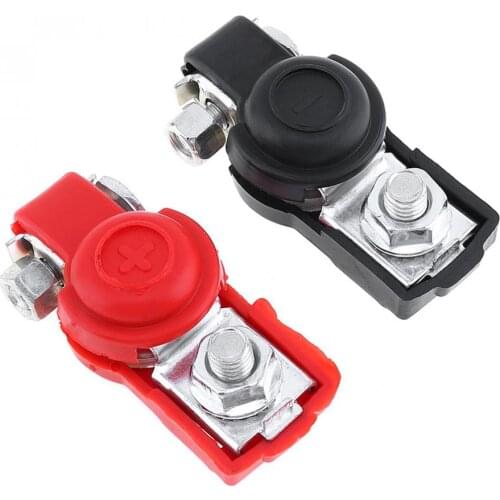 1 Pair Alloy Adjustable Positive Nagative Car Battery Terminal Clamp Clips Connector with Plastic Covers for Vehicles