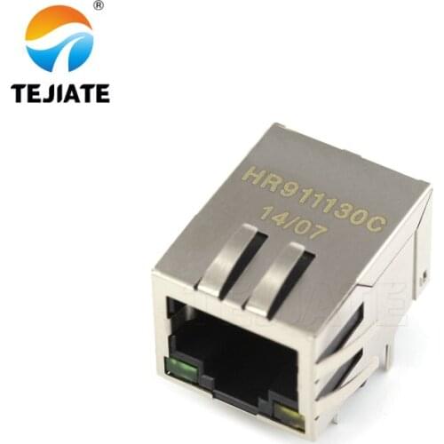 10PCS HR911130C HY911130C horizontal filter with lamp and shrapnel RJ45 gigabit network port