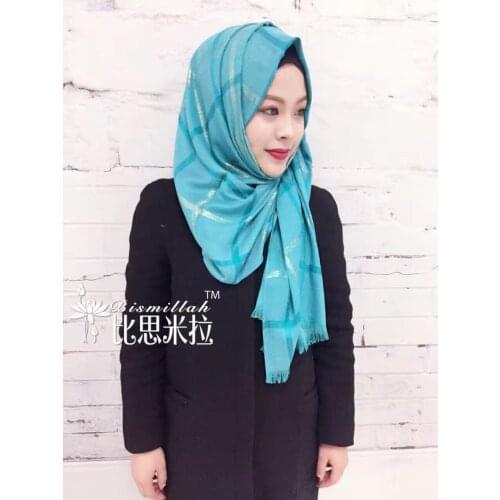 12 pieces/lot) 2017 new design plaid women viscose shawls muslim hijab headband scarves tc437
