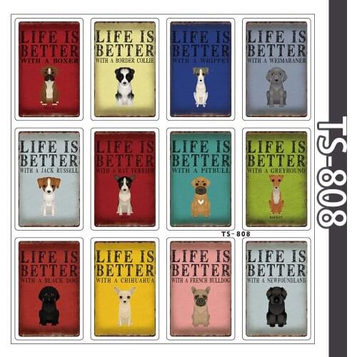 12 Pcs Life is better dog motivational text sticker for helmet/computer/skateboard/refrigerator/hand account/toy sticker