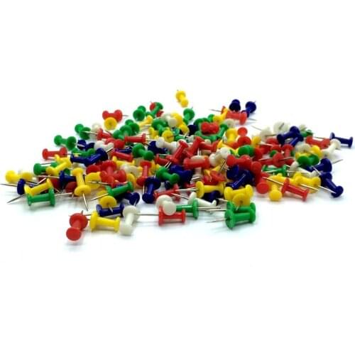 200 Pcs 5 Colors Mixed Color Press Nail Rafts Push Pins Cork Board Press Nail Colored Pushpins Kindergarten Creative Pushpin