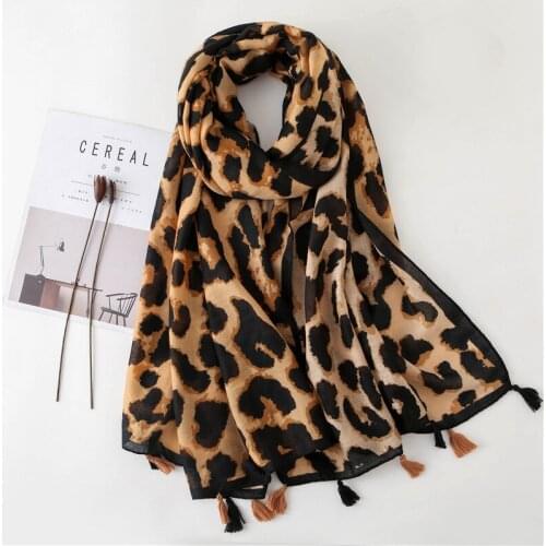 2021 Fashion Women Leopard Print Scarf 180*90cm Leopard Stole Thin Cotton Warm Large Shawls and wraps foulard femme cachecol