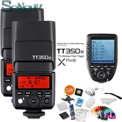 2x Godox TT350N Mini Speedlite Camera Flash+Xpro-N TTL 2.4G HSS 1/8000s Wireless Trigger Transmitter for Nikon D5500 D5200 D3400