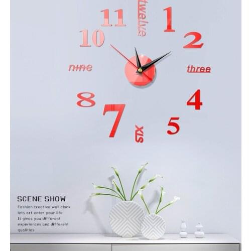 3D stereo mirror wall sticker wall clock removable sticker self-adhesive art wall clock home decoration quartz needle wall clock