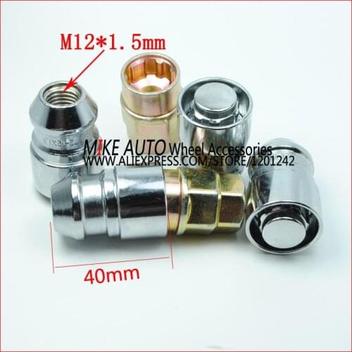 4nuts+2keys M12x1.50 Long Wheel Lock Nuts with rotation steel ring Anti theft Security Nut for wheels / Rims of jeep FORD