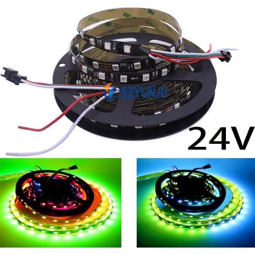 5M WS2811 60led/m 24V 5050 16703 IC Addressable Digital RGB Dream Full color flexible LED strip IP20 non-waterproof Black PCB