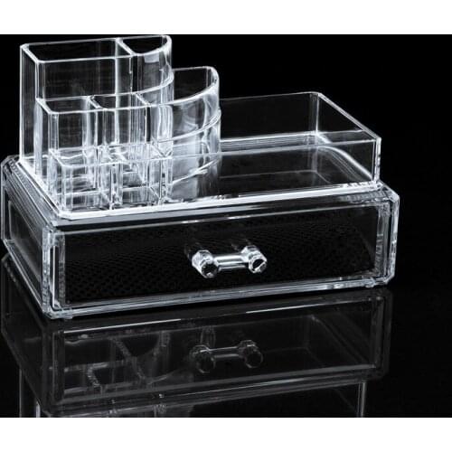 Acrylic Cosmetic Jewelery Rack Makeup Organizer Box Case Clear with 1 Storage Drawers