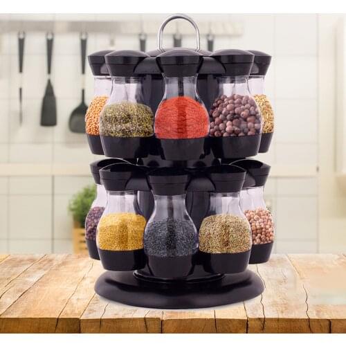 8/16PCS 360 Rotating Glass Bottle Set Seasoning Bottle Family Kitchen Restaurant Coffee Sugar Sealed Can Container Cack