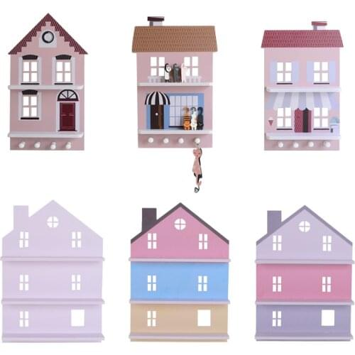 Childrens room colorful wood wall shelf home decoracion shelves for wall room decor nordic nursery display shelf wooden hanger