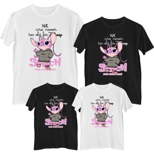Disney Lilo & Stitch T-shirt Comfortable Breathable 100% cotton Fashion clothes for teens dad Kids clothes Family clothing sets