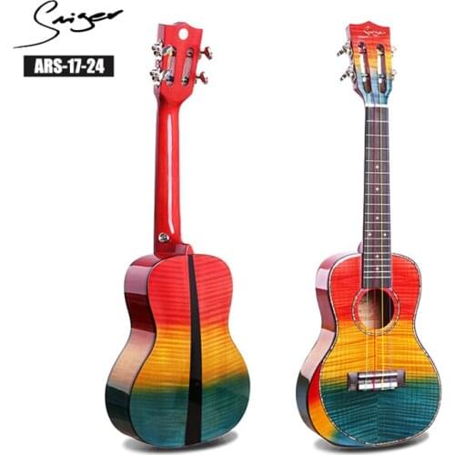 Smiger 24 Inch Hawaii Ukulele ARS-17 Concert Ukulele Flamed Maple With Rosewood Strip Inaly Rainbow Colors Musical Instrument