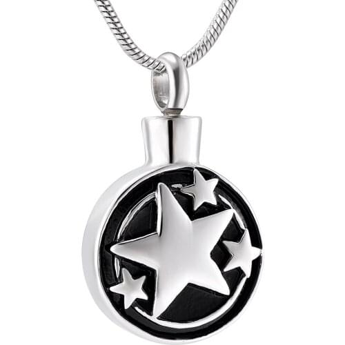 IJD9916 Star Heaven Round Memorial Keepsake Necklace Stainless Steel Cremation Ashes Keepsake Urn Pendant Necklace Jewelry Charm