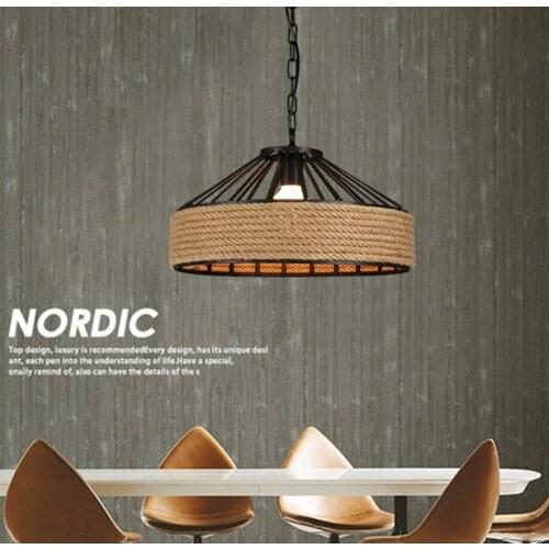Loft Style Iron Hemp Rope LED Droplight Industrial Vintage Pendant Lamp Dining Room Hanging Light Fixtures Indoor Lighting