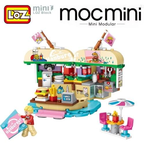LOZ Hamburger Store Mini Building Blocks Figurines Miniature Model Toy Birthday Gift Souvenir For Children Girls Women