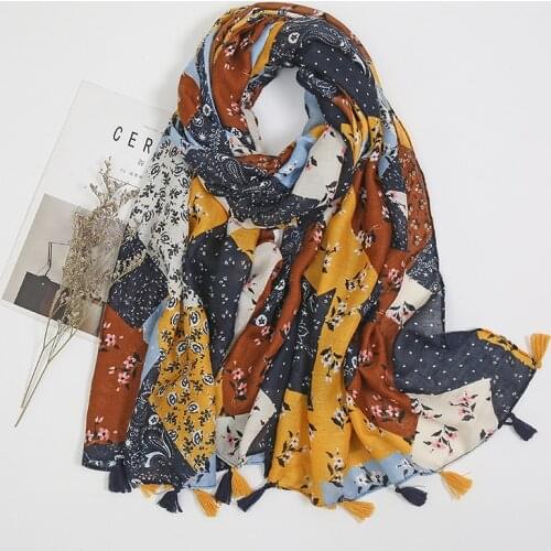 Fashion Aztec Geometric Floral Tassel Viscose Shawl Scarf Lady High Quality Wrap Headband Bufandas Muslim Hijab Sjaal 180*90Cm