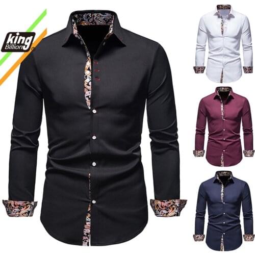 KB 2021 Spring Fashion Mens new Business Shirt color matching casual formal printing long-sleeved Shirt