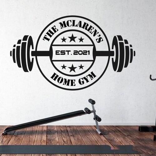 Custom Name Home Gym Dumbbell Wall Sticker Personalized Fitness Crossfit Sport Training Siible Verse Wall Decal Vinyl Home Decor