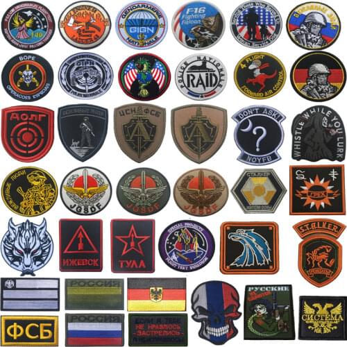 French Russia Army Military Badge Embroidery Hook Patches Tactical Sewings Appliques Clothes Patch for Caps Bags BackPacks