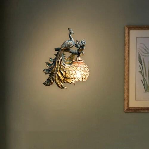 Nordic Peacock Wall Lamp Living Room Industrial Design Decor Led Lamp Restaurant Corridor Aisle Decorative Lighting Wall Sconce