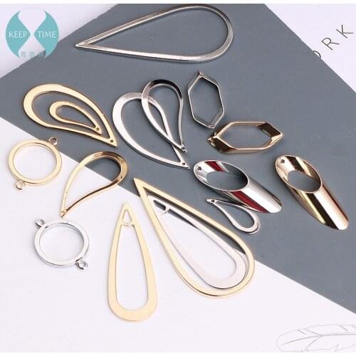 Diy minimalist geometric copper stud earrings accessories double hole circle link drop earrings jewelry materials