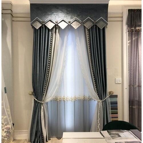 Engraved water corrugated light luxury curtains for living room and bedroom finished products customized shading velvet curtains