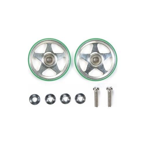 Tamiya Mini 4WD Racer Parts 19mm Aluminum Rollers Grass Green Five-star Guide Wheel Low Friction Hard Rubber Ring 95493