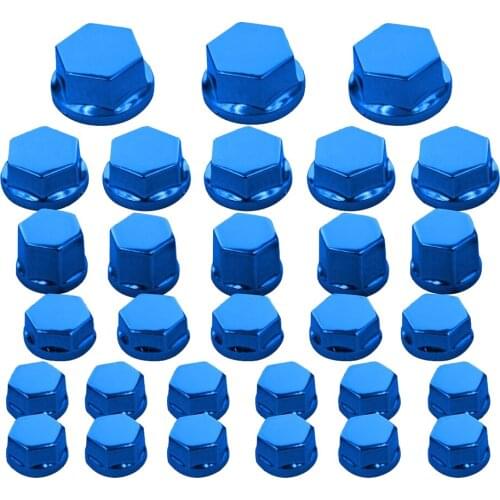 30Pc Motorcycle Nut Screw Cover for Yamaha for Kawasaki for Honda Blue