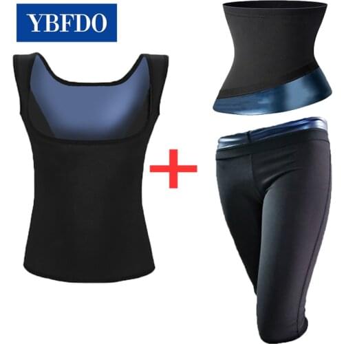 YBFDO Shapewear Suits for Women Sweat Sauna Pants Weight Loss Waist Trainer Corset Vest Gym Fitness Workout Tops Slimming Belt