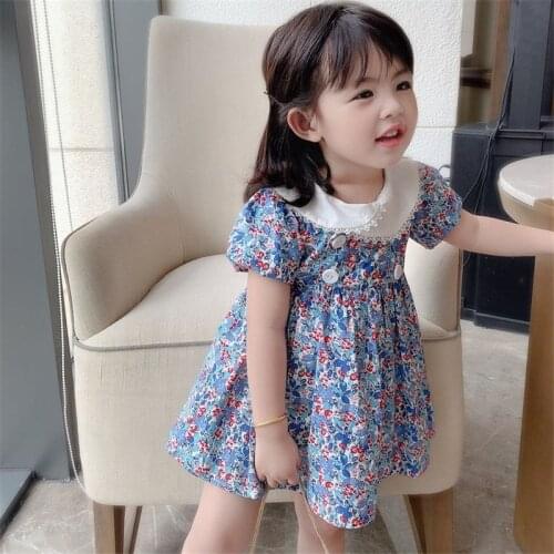 Girl Princess Skirt 2021 Summer Baby Childrens Crushed Flower Dress Little Girl Summer Pop Childrens Skirt Tide
