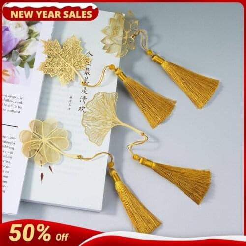 Bookmark 1Pc Metal Chinese Style Creative Leaf Vein Rose Gold Bookmark Stationery Gifts Hollow Maple Leaf Fringed Apricot Leaf