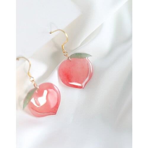 Korean Style Cute Pink Peach Earrings for Women Fashion Funny Girls Fruit Earrings Party Unusual Modern Minimalism Jewelry 2020