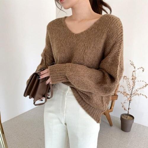 Alien Kitty 2021 New Women Sweaters Knitted Female Solid Elegant V-Neck Fashion Pullovers Office Lady Casual Tops