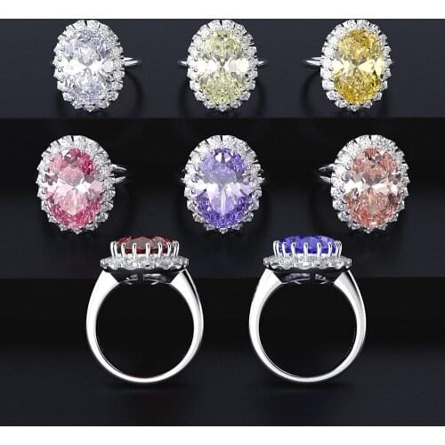 Princess Diana Oval cut 5ct Diamond Ring 100% Original 925 sterling silver Engagement Wedding band Rings for Women Fine Jewelry