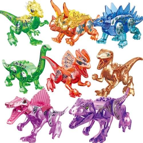 Animal World Dinosaur Series Color Crystal Dinosaur Lovely Tyrannosaurus Rex Mini Baby Egg Building Blocks Bricks Toys Gifts