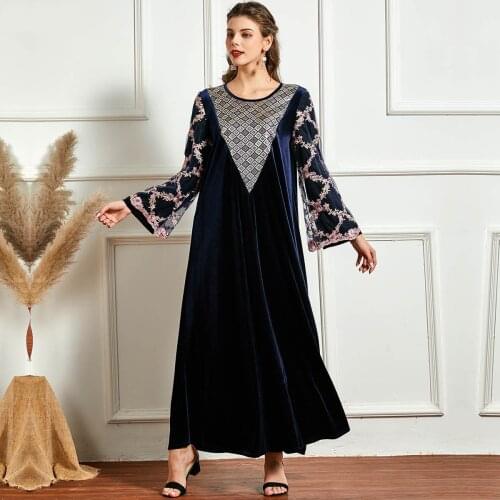 Winter Muslim Velvet Dress Women Kaftan Kimono Jubah Long Robe Turkey Abaya Arabic Hijab Dresses Elegant Islamic Clothing Ropa