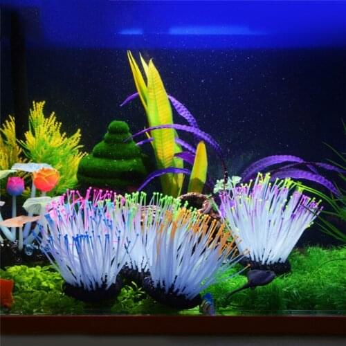 1Pcs Glowing Aquarium Sea Anemone Artificial Fish Tank Decor Fish Tank Sea Anemone Aquarium Plant Decoration