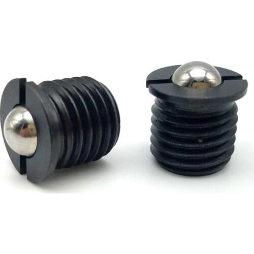 2pcs M5-M16 flange bead positioning screw thread type press-in steps ball head spring plunger bolt black color