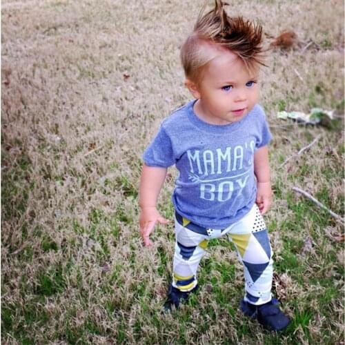 2018 Infant Baby girls clothes Casual Letter Print 2pcs Suit MAMAS BOY T-Shirt+Pants Toddle boys Clothing sets
