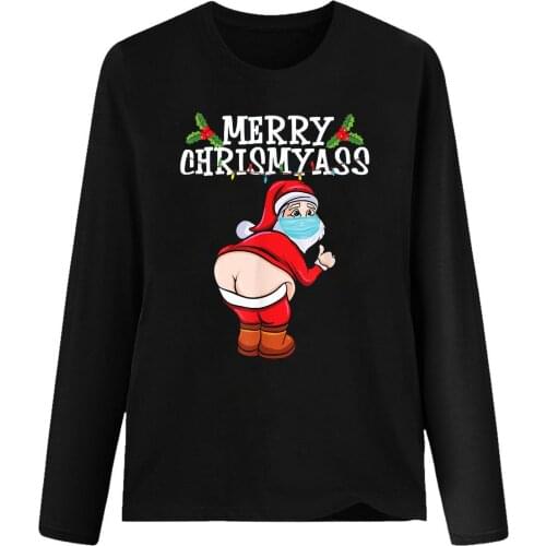 2020 Funny Santa Claus Wearing A Mask Printed Women Tshirt Merry Christmas Letter Short Sleeve T Shirt Femme Tops Poleras Mujer