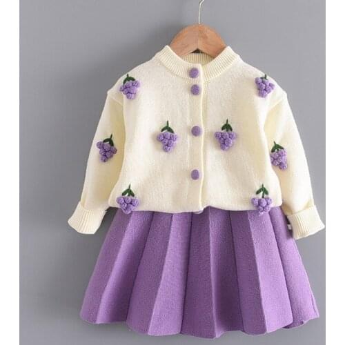 27KIDS Girl Winter Autumn Princess Knitted Skirt Tutu Dress Kids Clothes Children Clothing Party Style Christmas Dresses Sets