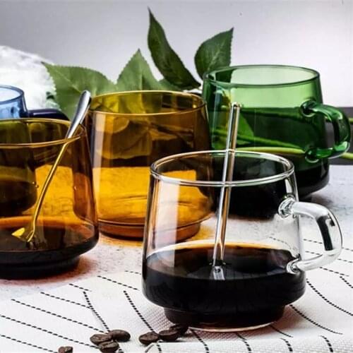 300ml Double Wall Glass Cup Coffee Mug Colorful Heat Resistant Home Milk Juice Tea Cup Office Drinking Glasses Dropshipping Gift