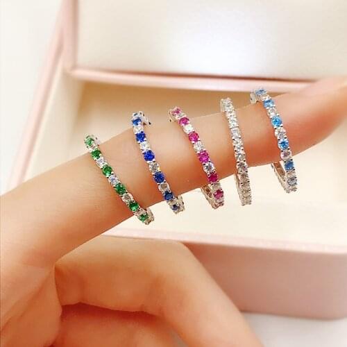 Fine Jewelry S925 Silver Colored Gemstone New Design Woman Ring Personality Simple 5 Piece Set