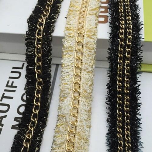 5yards Exquisite gold thread Chain Lace Trim clothing accessories Metal Lace Fabric with special lace accessories 2.5cm width