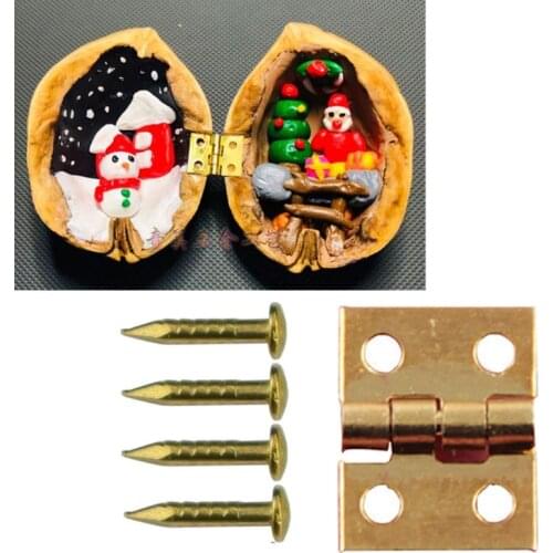 50Pcs Copper Super Mini Folding Hinge Wooden Jewelry Box Hinge Fittings Dollhouse Wood Door Butt Hinge Hardware Nail