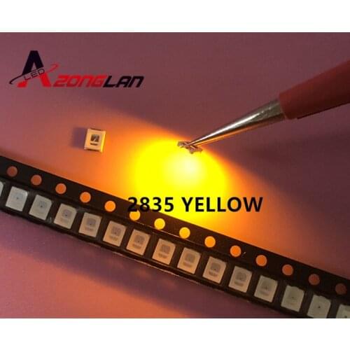 500PCS/lot SMD LED 2835 Yellow 0.2W 2.0-2.6V 580-590NM PLCC-2 SMD/SMT 2V 3.5*2.8*0.8MM 60Ma 3528 2835 led
